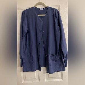 Landau Blue Button-Up Scrub Jacket

Size L
